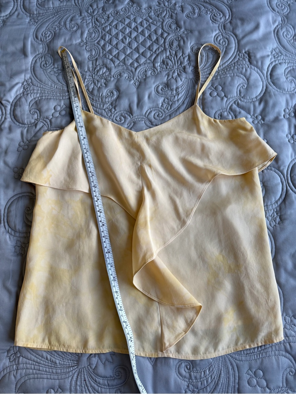 Theory Pale Ombre Yellow Silk Cami with Ruffle Detail - Picture 7 of 8